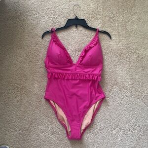Women's Jcrew Bright Pink One Piece Bathing Suit - Size 12 Brand New with tags